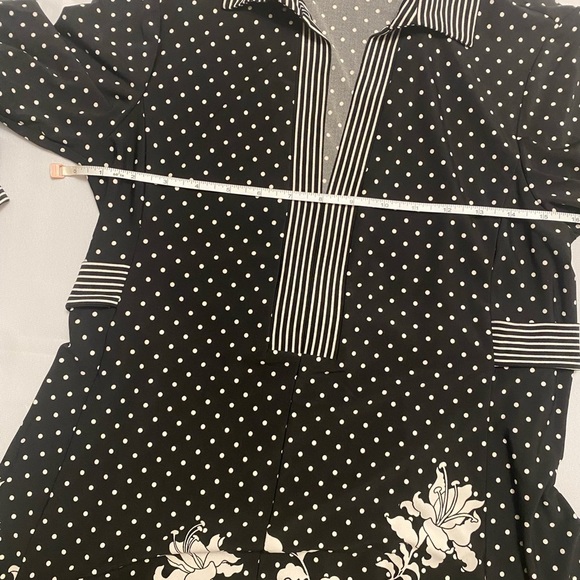 Bcbgmaxazria Black and White Mixed Print Dress Long Sleeves Size S - Picture 11 of 12